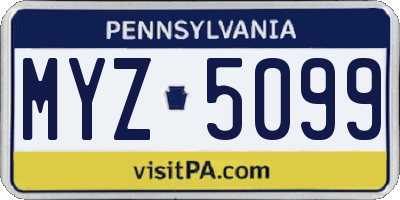 PA license plate MYZ5099