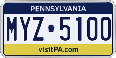PA license plate MYZ5100