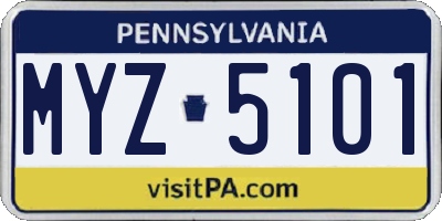 PA license plate MYZ5101