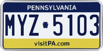 PA license plate MYZ5103