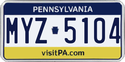 PA license plate MYZ5104