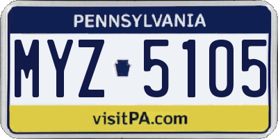 PA license plate MYZ5105