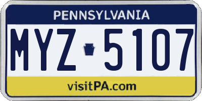 PA license plate MYZ5107
