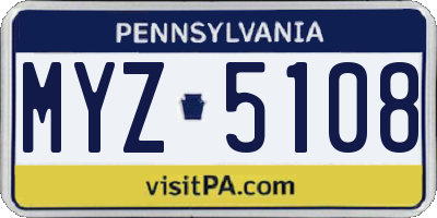 PA license plate MYZ5108