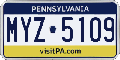 PA license plate MYZ5109