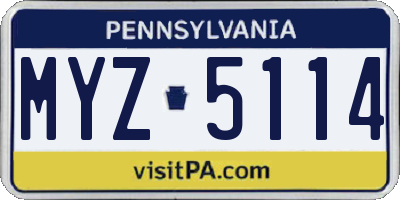PA license plate MYZ5114