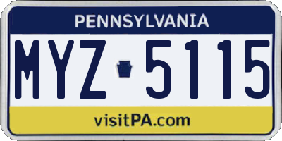 PA license plate MYZ5115