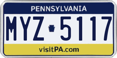 PA license plate MYZ5117