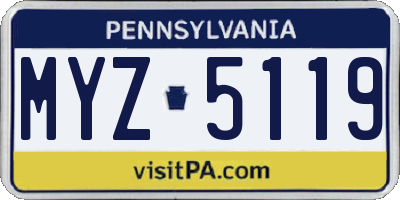 PA license plate MYZ5119
