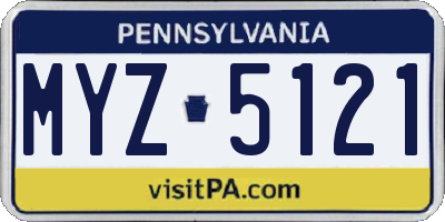 PA license plate MYZ5121