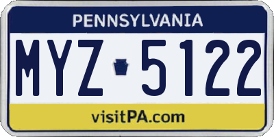 PA license plate MYZ5122