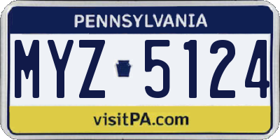 PA license plate MYZ5124