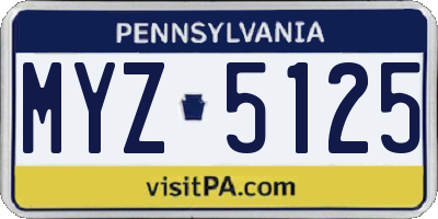 PA license plate MYZ5125