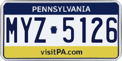 PA license plate MYZ5126