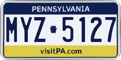 PA license plate MYZ5127