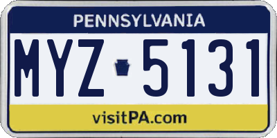 PA license plate MYZ5131