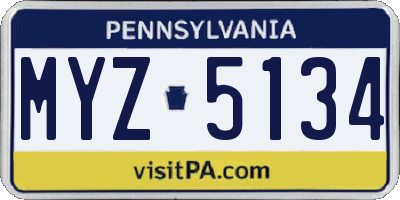 PA license plate MYZ5134