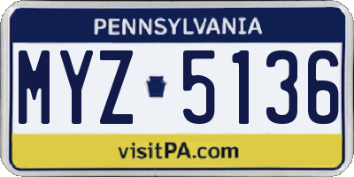PA license plate MYZ5136