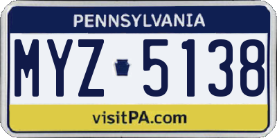 PA license plate MYZ5138