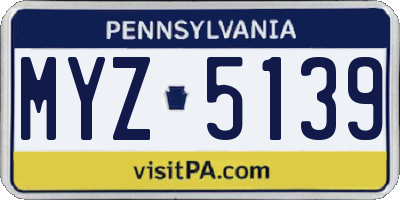 PA license plate MYZ5139