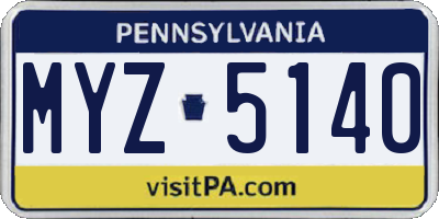 PA license plate MYZ5140