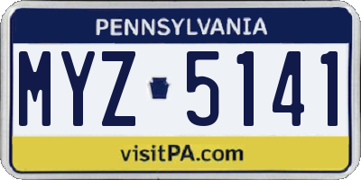 PA license plate MYZ5141