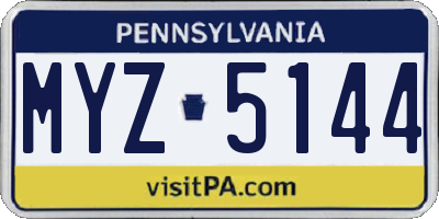 PA license plate MYZ5144