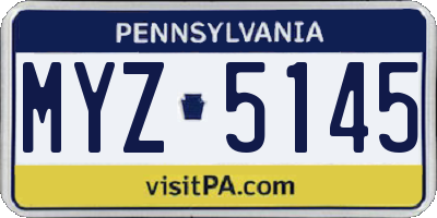 PA license plate MYZ5145