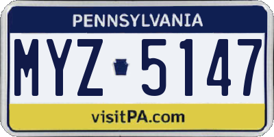 PA license plate MYZ5147