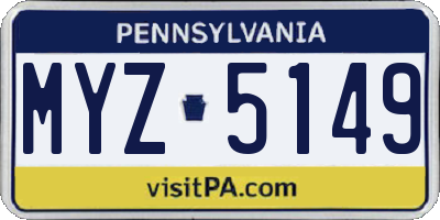 PA license plate MYZ5149