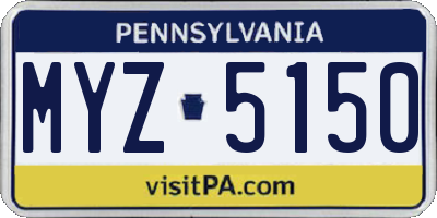 PA license plate MYZ5150