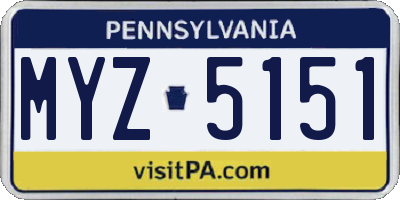 PA license plate MYZ5151