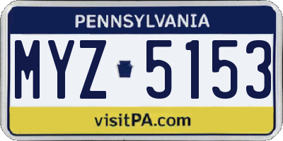 PA license plate MYZ5153