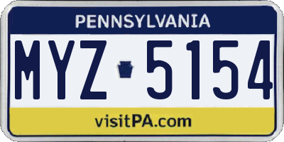 PA license plate MYZ5154