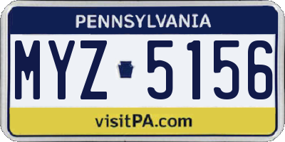 PA license plate MYZ5156
