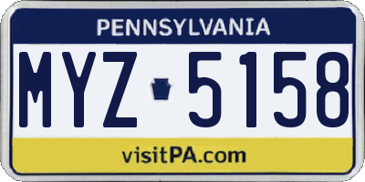 PA license plate MYZ5158
