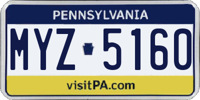 PA license plate MYZ5160