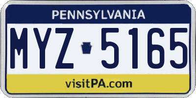 PA license plate MYZ5165