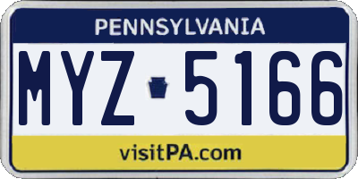 PA license plate MYZ5166