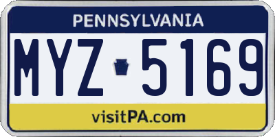PA license plate MYZ5169