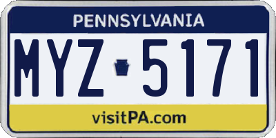 PA license plate MYZ5171