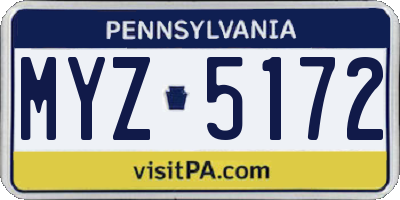 PA license plate MYZ5172