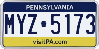 PA license plate MYZ5173