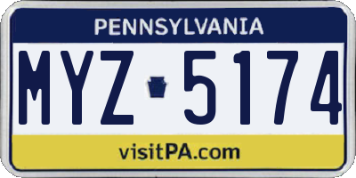 PA license plate MYZ5174