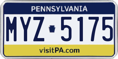PA license plate MYZ5175