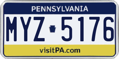 PA license plate MYZ5176