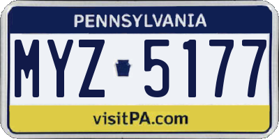 PA license plate MYZ5177