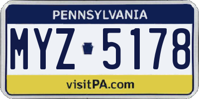 PA license plate MYZ5178