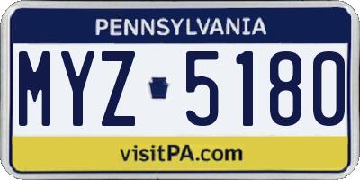 PA license plate MYZ5180
