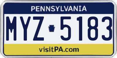 PA license plate MYZ5183